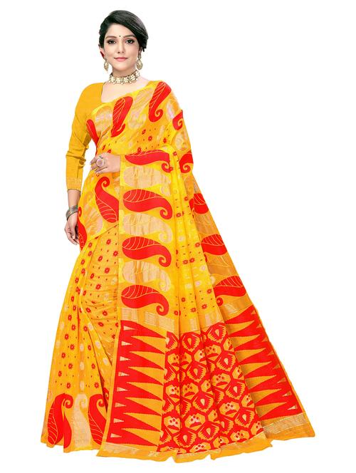 women's self design mustard colored saree - 20258689 - Very Small Image - 1