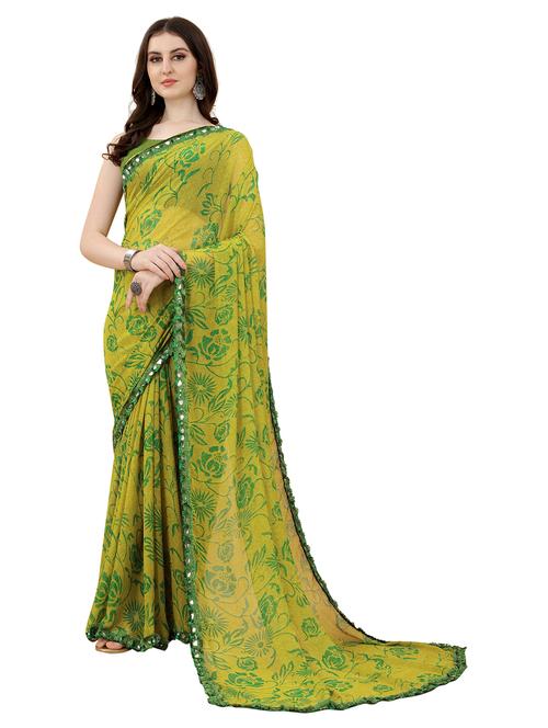 women's floral green colored saree - 20258702 - Very Small Image - 1