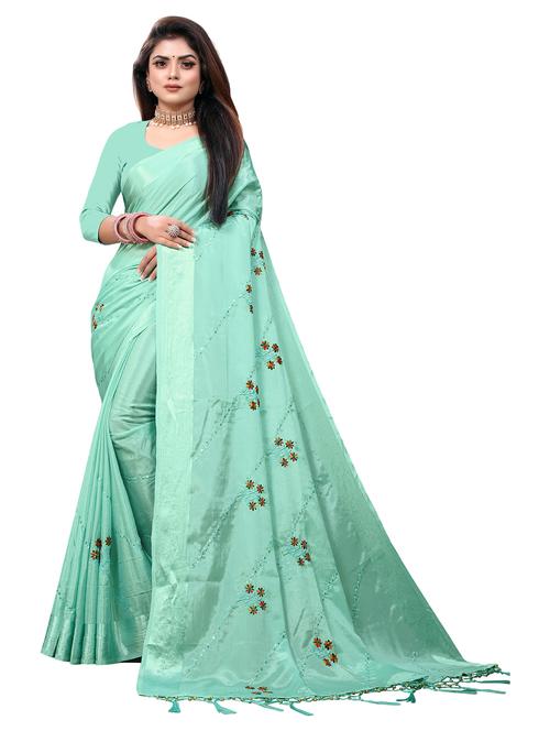 light blue embroidered saree with blouse - 20258740 - Very Small Image - 1