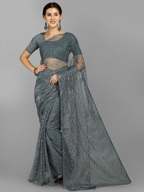 women's self design grey colored saree - 20258852 - Very Small Image - 1