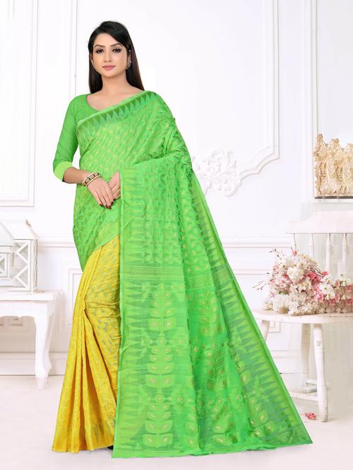 women's self design neon colored saree - 20258922 - Very Small Image - 1