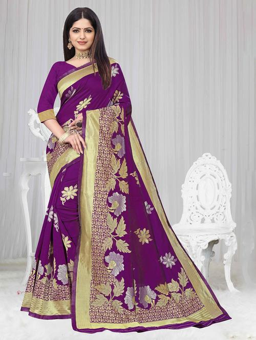 women's self design purple colored saree - 20258976 - Very Small Image - 1