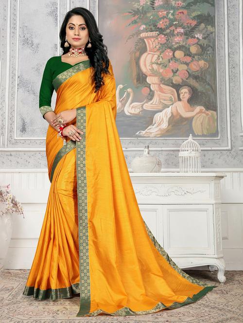 women's bordered mustard colored saree - 20258998 - Very Small Image - 1