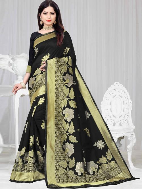 women's floral black colored saree - 20259043 - Very Small Image - 1