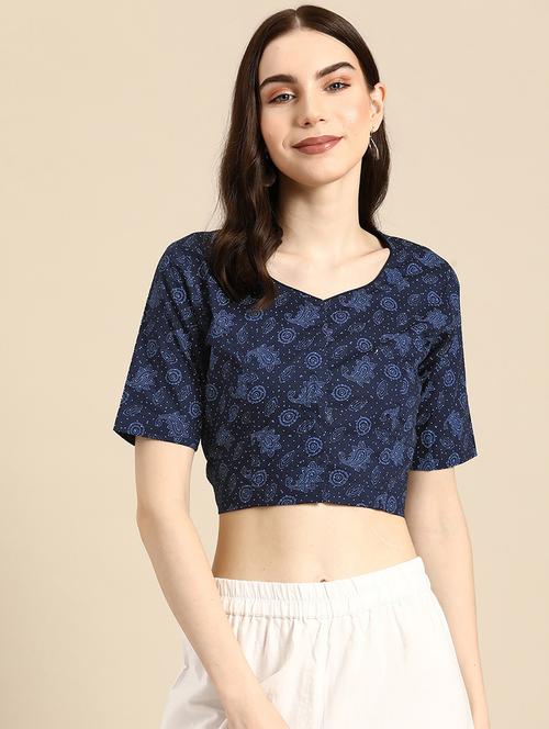 women blue v-neck blouse - 20259321 - Very Small Image - 1