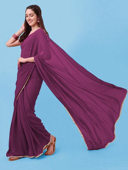 solid lace border saree - 20259621 - Very Small Image - 1