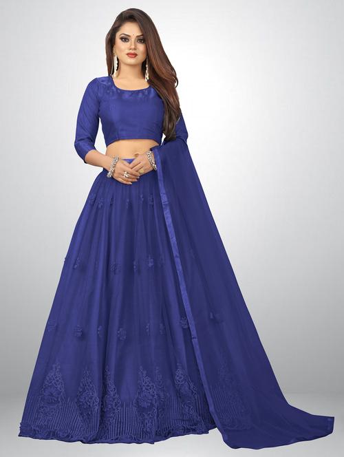 navy blue colored flared lehenga - 20259668 - Very Small Image - 1