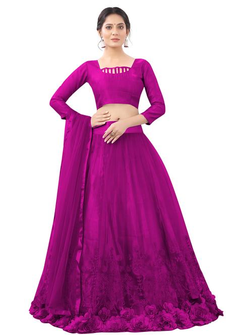 purple colored flared lehenga - 20259671 - Very Small Image - 1