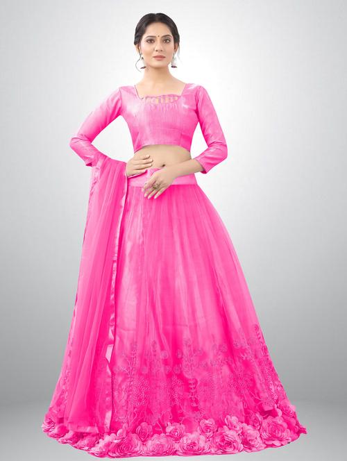 pink colored flared lehenga - 20259679 - Very Small Image - 1
