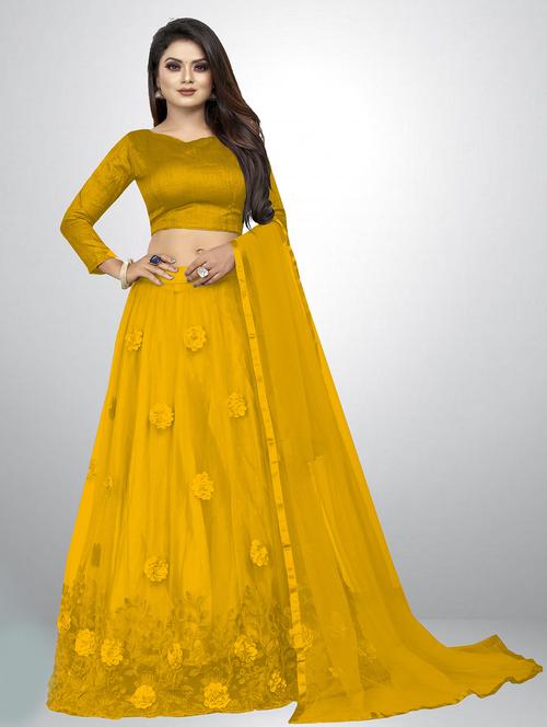 olive colored flared lehenga - 20259683 - Very Small Image - 1
