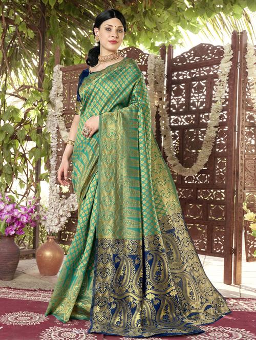 jacquard work banarasi saree - 20259847 - Very Small Image - 1