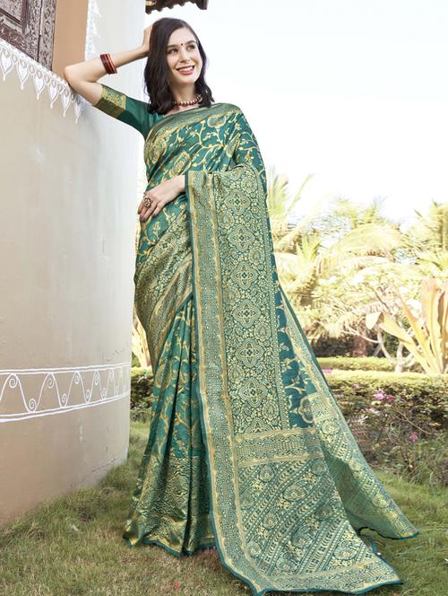 women zari work banarasi saree with blouse - 20259861 - Very Small Image - 1