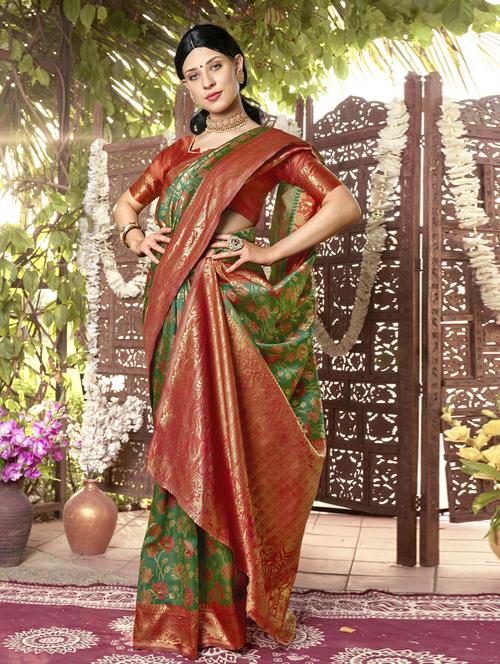 jacquard work banarasi saree with blouse - 20259862 - Very Small Image - 1