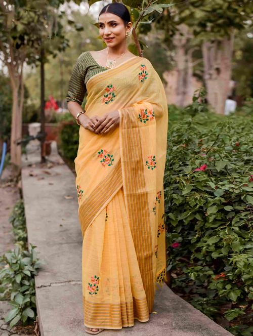 beige colored chanderi saree - 20259874 - Very Small Image - 1