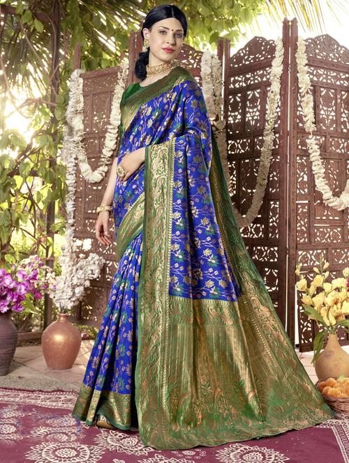 jacquard work banarasi saree with blouse - 20259880 - Very Small Image - 1