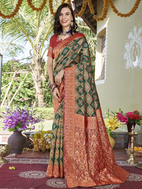 jacquard work kanjivaram saree with blouse - 20259883 - Very Small Image - 1