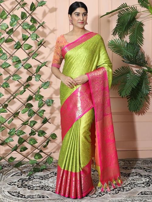 multi colored kanjivaram saree with blouse - 20259960 - Very Small Image - 1