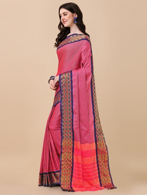 pink colored southern silk saree with blouse - 20260100 - Very Small Image - 1