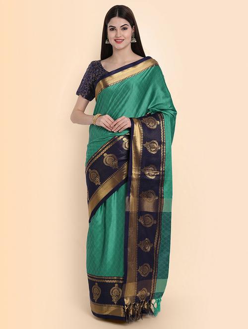 zari work green dharmavaram saree - 20260392 - Very Small Image - 1