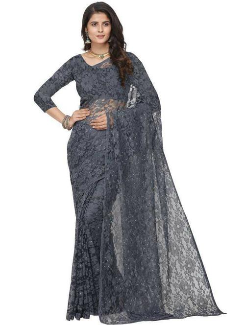 grey colored embellished saree - 20260427 - Very Small Image - 1