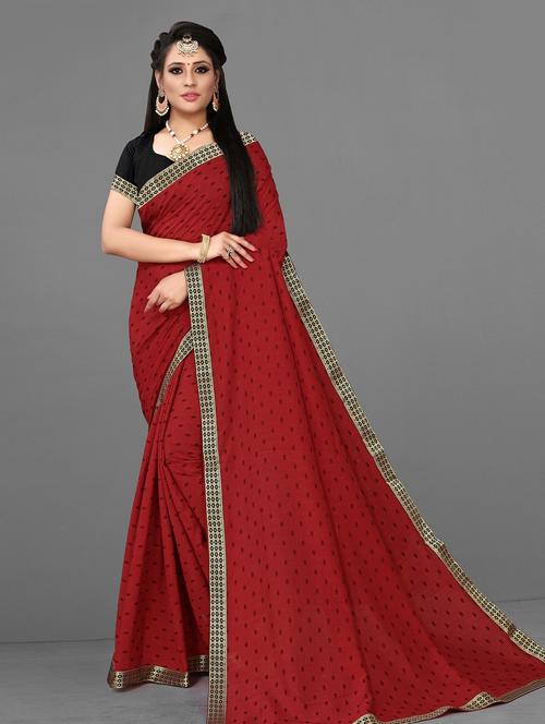 red colored bordered saree with blouse - 20260643 - Very Small Image - 1