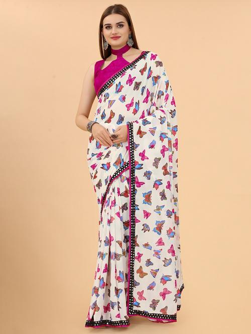 multi colored printed saree with blouse - 20260650 - Very Small Image - 1