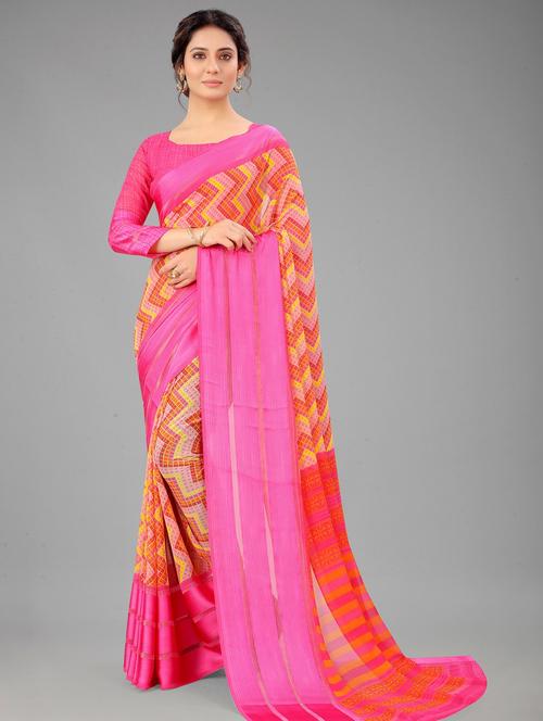 pink colored printed saree - 20260907 - Very Small Image - 1