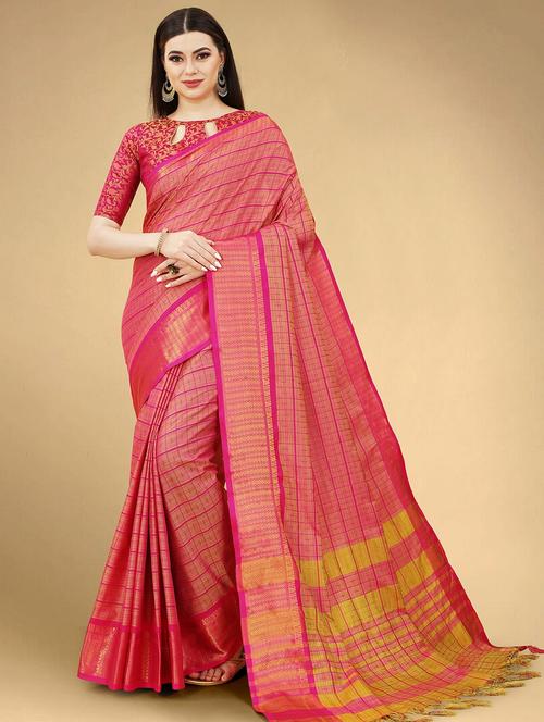 pink colored southern silk saree with blouse - 20260967 - Very Small Image - 1
