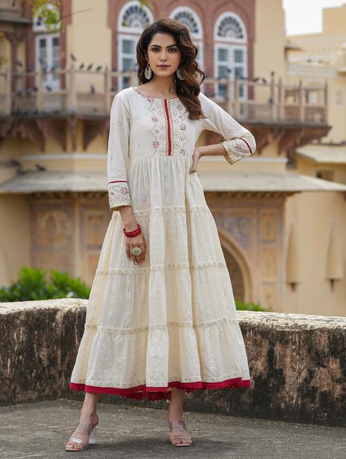 cream colored anarkali kurta - 20261580 - Very Small Image - 1