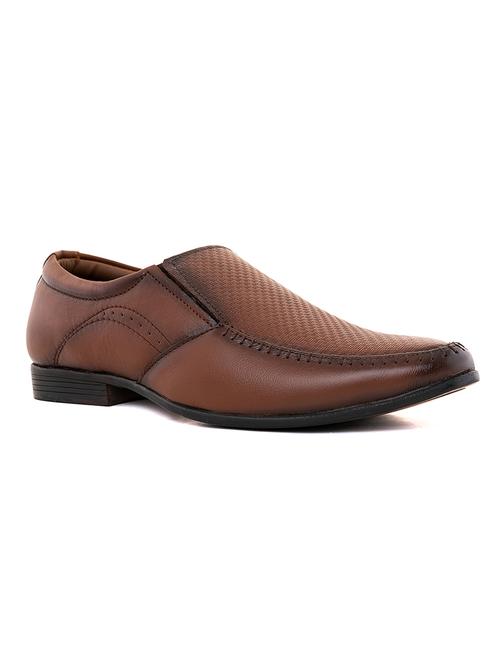 men textured brown slip on loafers - 20261658 - Very Small Image - 1
