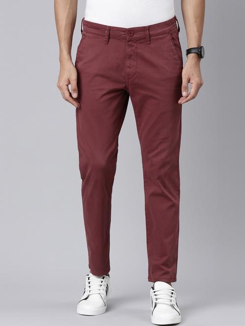 men solid mid rise casual trouser - 20262072 - Very Small Image - 1