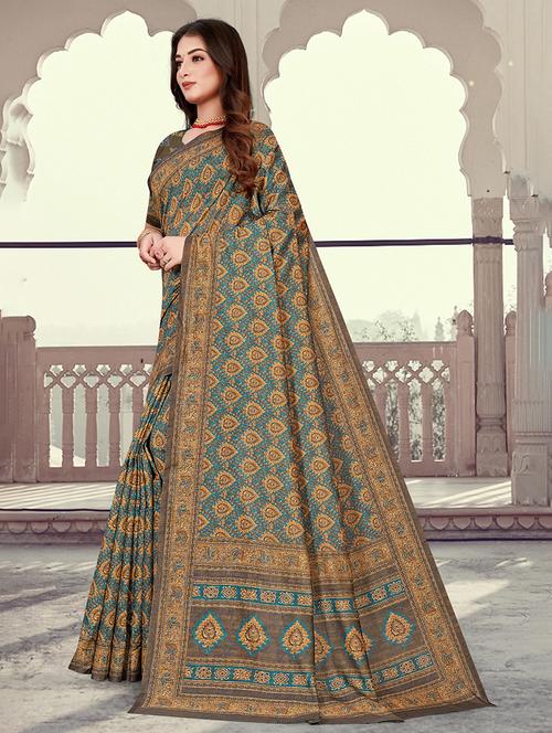 women's self design blue colored saree - 20262312 - Very Small Image - 1