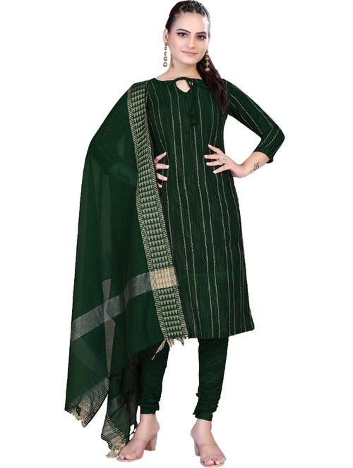 bottle green colored unstiched dress - 20263177 - Very Small Image - 1