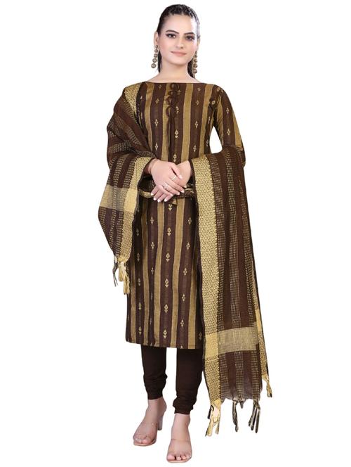 khaki colored unstiched dress - 20263199 - Very Small Image - 1