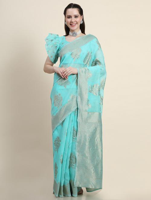 women's banarasi saree with blouse - 20264179 - Very Small Image - 1