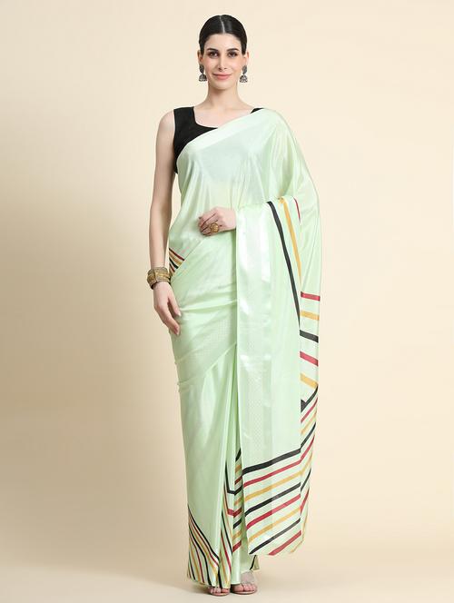 women's stripes green colored saree - 20264190 - Very Small Image - 1