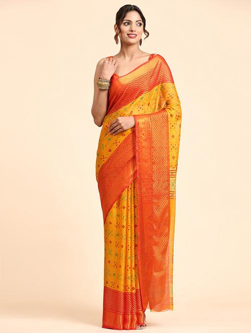 orange colored bordered saree with blouse - 20264234 - Very Small Image - 1