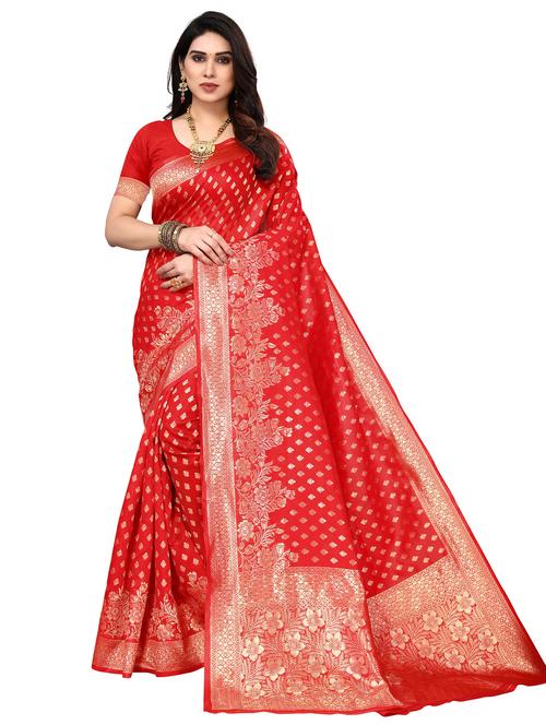 women's self design red colored saree - 20264328 - Very Small Image - 1