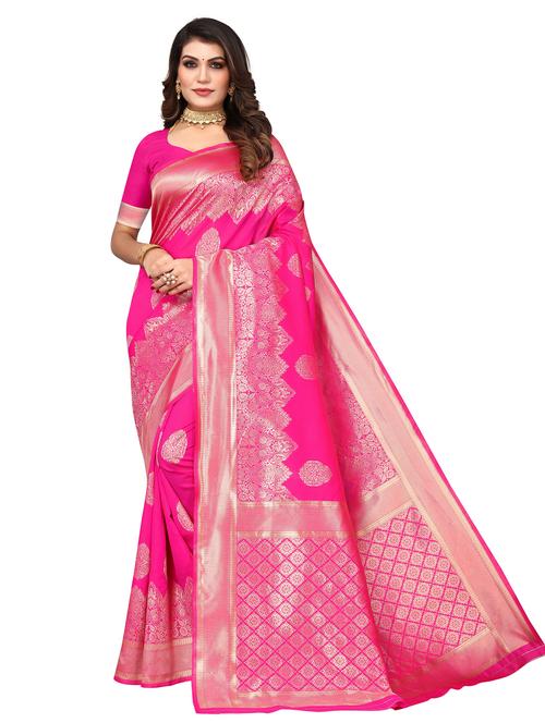 women zari work kanjivaram saree with blouse - 20264364 - Very Small Image - 1