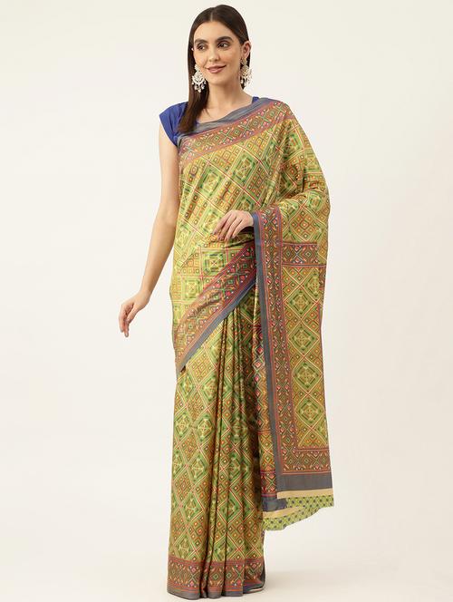 women's geometric multi colored saree - 20264660 - Very Small Image - 1