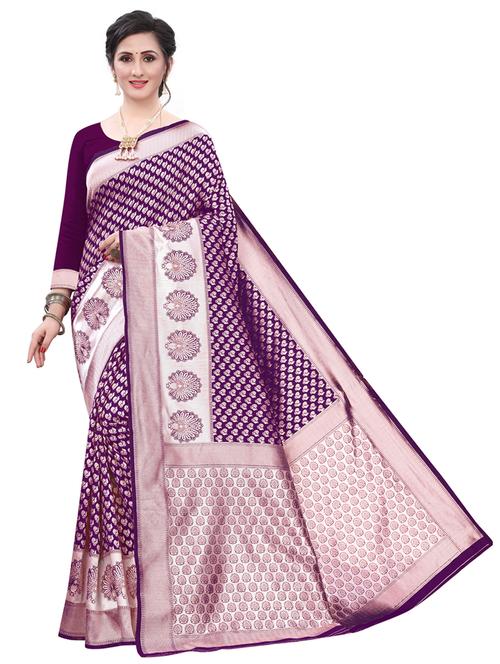 purple colored banarasi saree - 20264729 - Very Small Image - 1