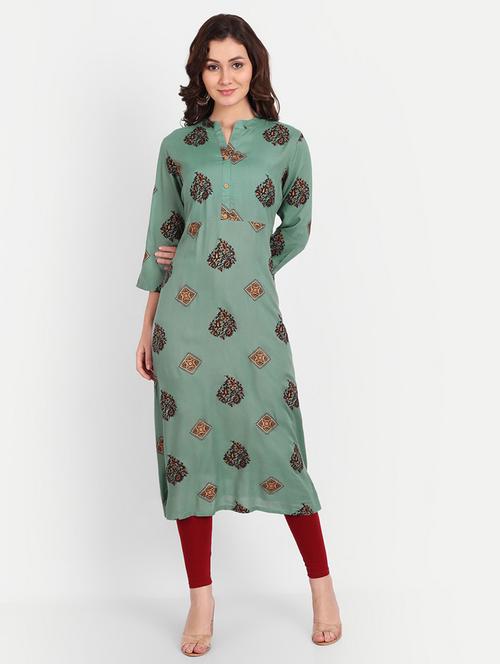 green colored straight kurta - 20265415 - Very Small Image - 1