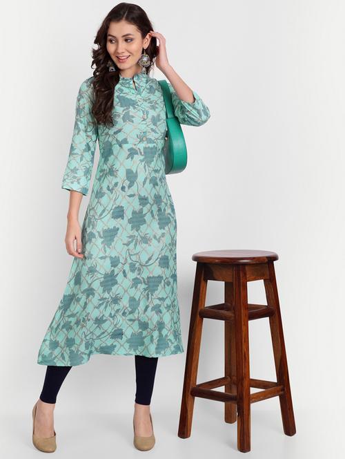 green colored a-line kurta - 20265418 - Very Small Image - 1