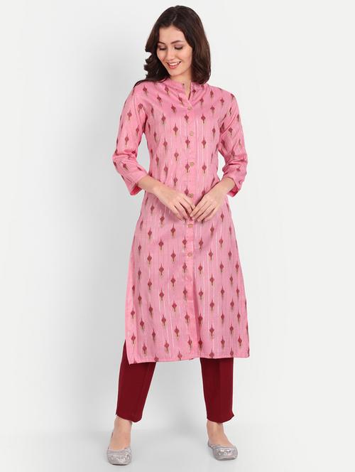 pink colored straight kurta - 20265423 - Very Small Image - 1