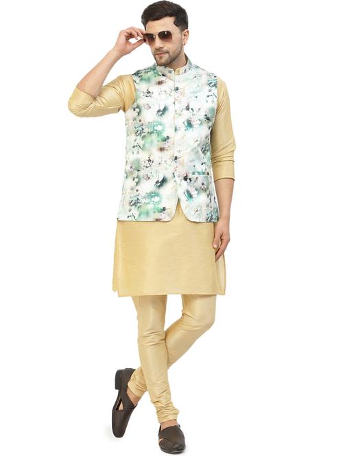men floral kurta pyjama ethnic jacket set - 20265900 - Very Small Image - 1