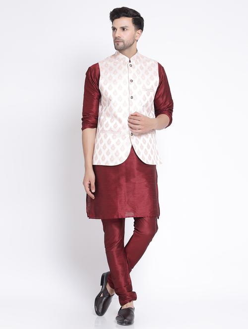 men embroidered kurta pyjama ethnic jacket set - 20266032 - Very Small Image - 1