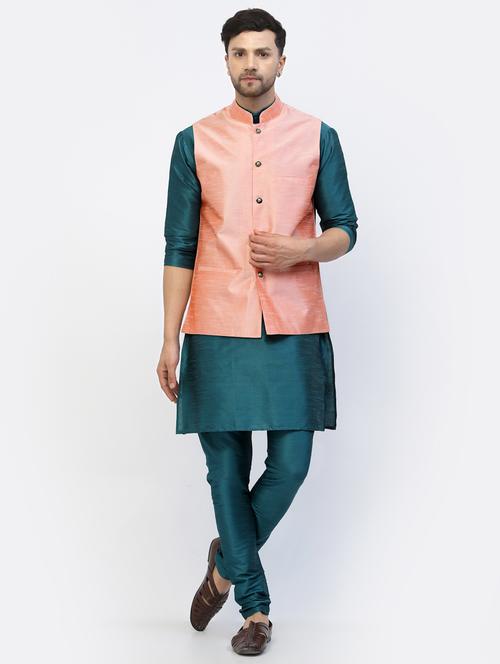 men solid kurta pyjama ethnic jacket set - 20266051 - Very Small Image - 1