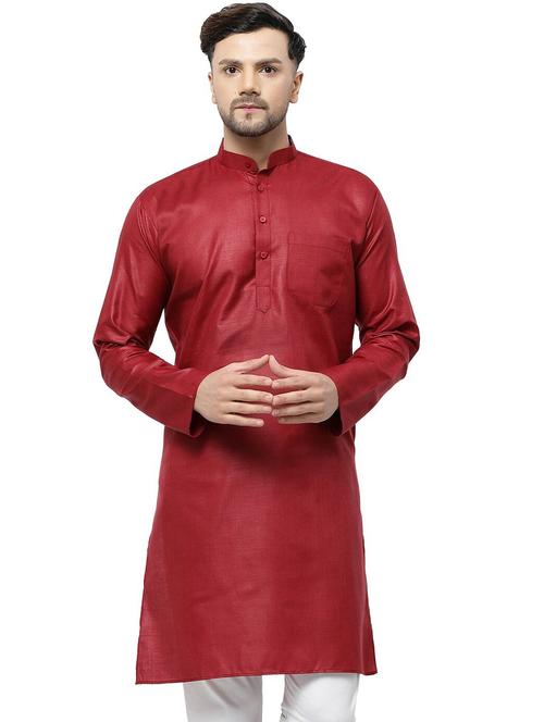 men solid mandarin neck long kurta - 20266151 - Very Small Image - 1