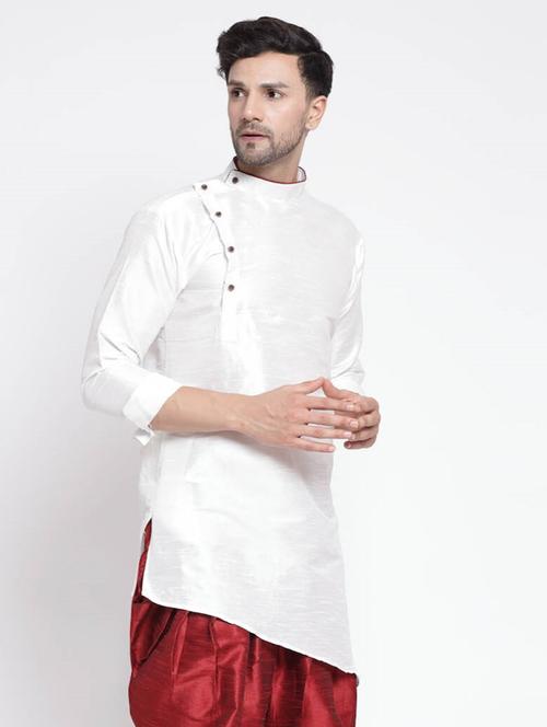 men mandarin neck solid asymmetric short kurta - 20266159 - Very Small Image - 1
