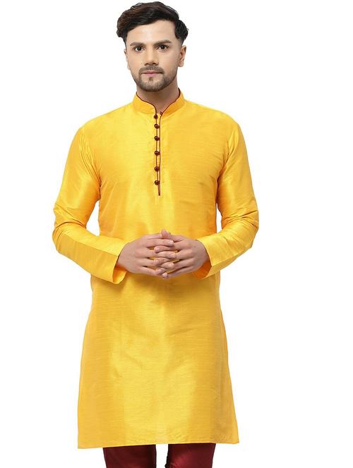 men solid mandarin neck long kurta - 20266183 - Very Small Image - 1